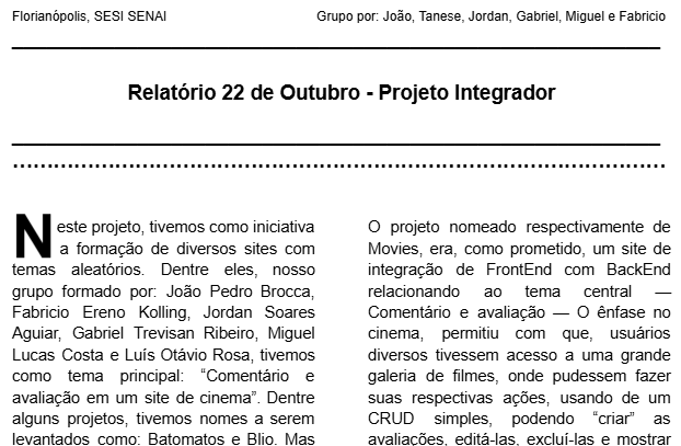 Apresentação do Projeto S.A.